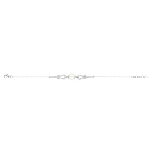 Bracelet argent 925 perle de culture de Chine et zirconias 19 cm