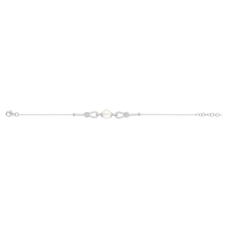 Bracelet argent 925 perle de culture de Chine et zirconias 19 cm - vue 1