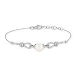Bracelet argent 925 perle de culture de Chine et zirconias 19 cm - vue 2
