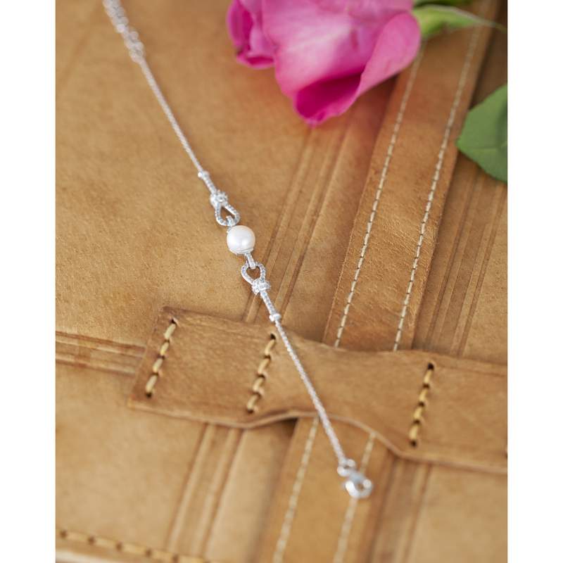 Bracelet argent 925 perle de culture de Chine et zirconias 19 cm - vue D3