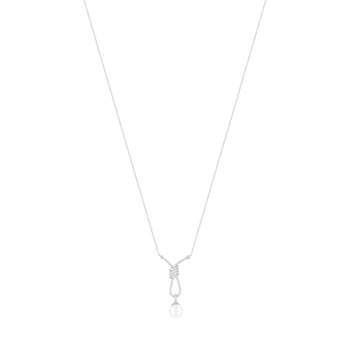 925 silver necklace with Chinese cultured pearl and zirconias 45 cm
