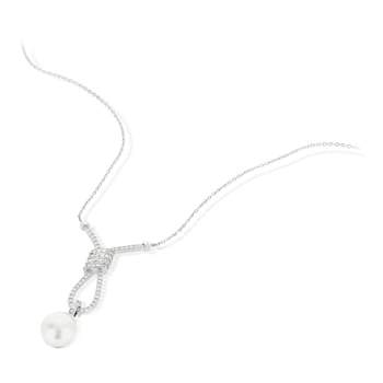 925 silver necklace with Chinese cultured pearl and zirconias 45 cm