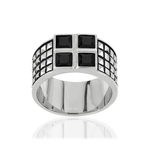 Bague argent 925 zirconias noirs carrés - vue 1