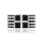 Bague argent 925 zirconias noirs carrés - vue 3