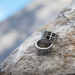 Bague argent 925 zirconias noirs carrés - vue D3