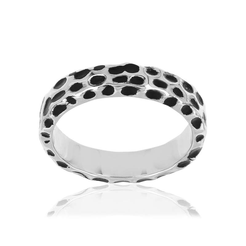 Bague argent 925 laque noire tâche - vue 1