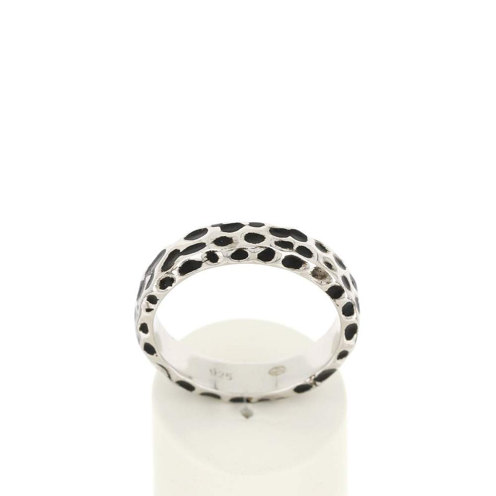Bague argent 925 laque noire tâche - vue 1