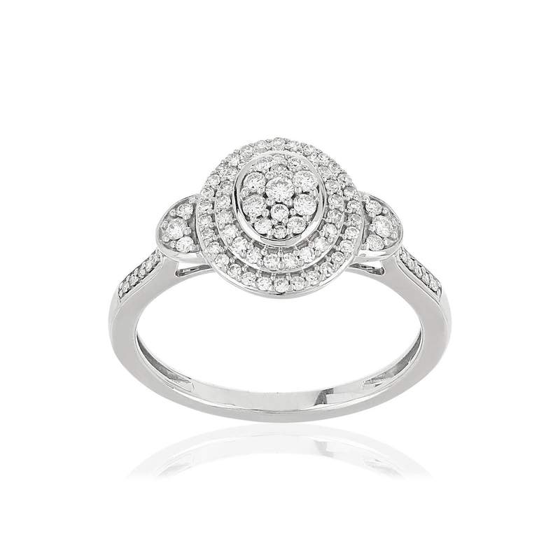 Bague or blanc 750 diamants - vue 1