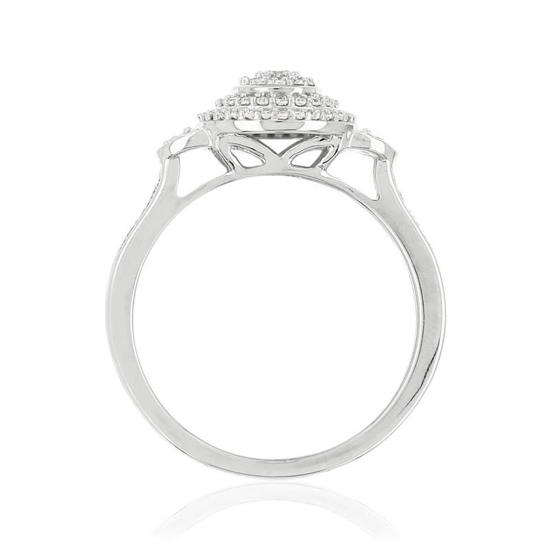 Bague or blanc 750 diamants - vue 2