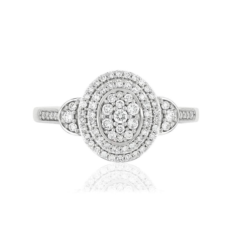 Bague or blanc 750 diamants - vue 3