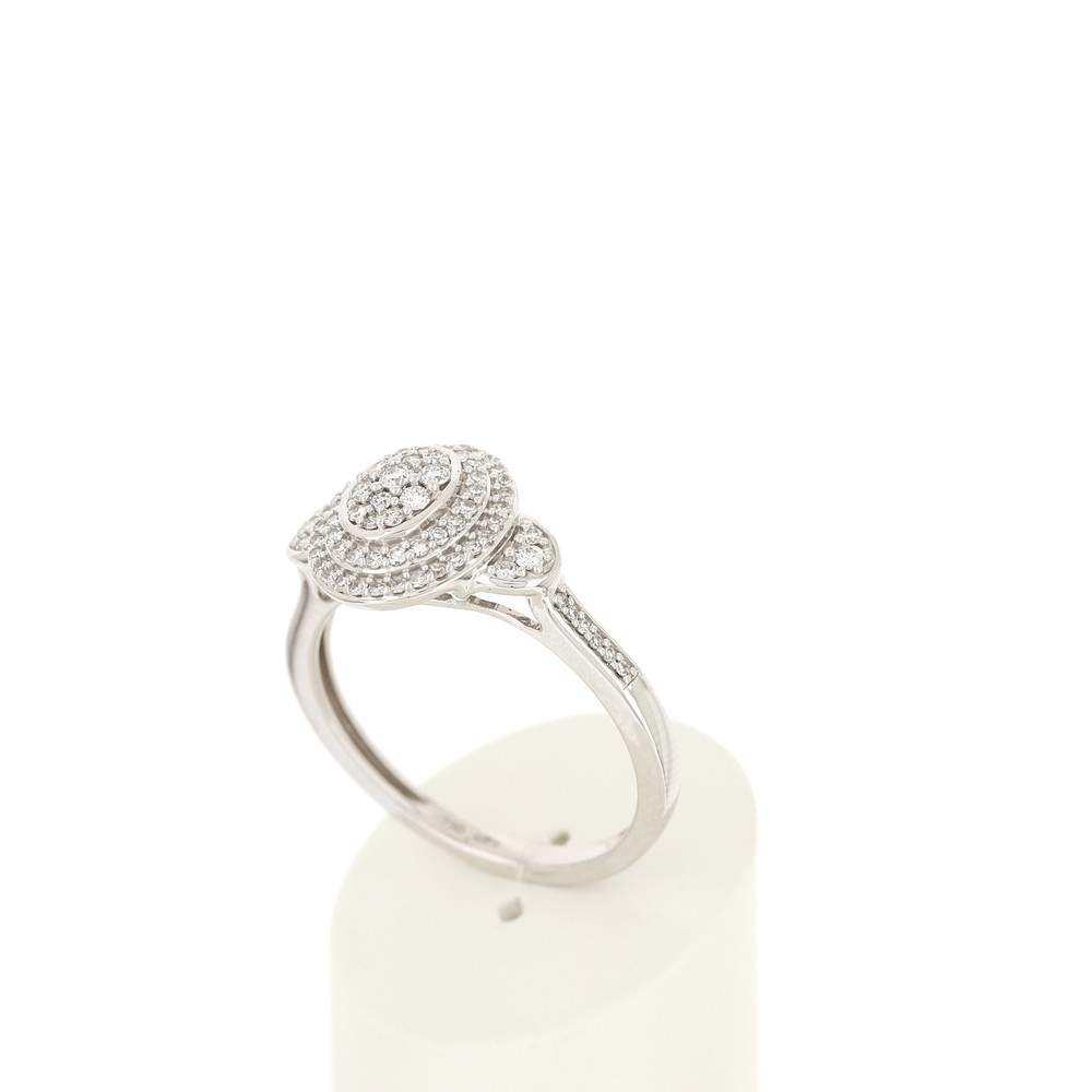 Bague or blanc 750 diamants - vue 3