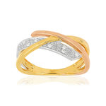 Bague or 375 3 tons croisée diamants - vue 1