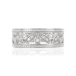 Bague or 375 blanc ajourée diamants - vue 3