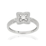 Bague or 375 blanc diamants - vue 1