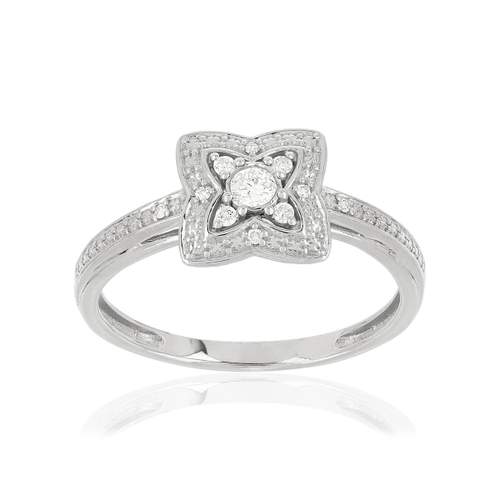 Bague or 375 blanc diamants