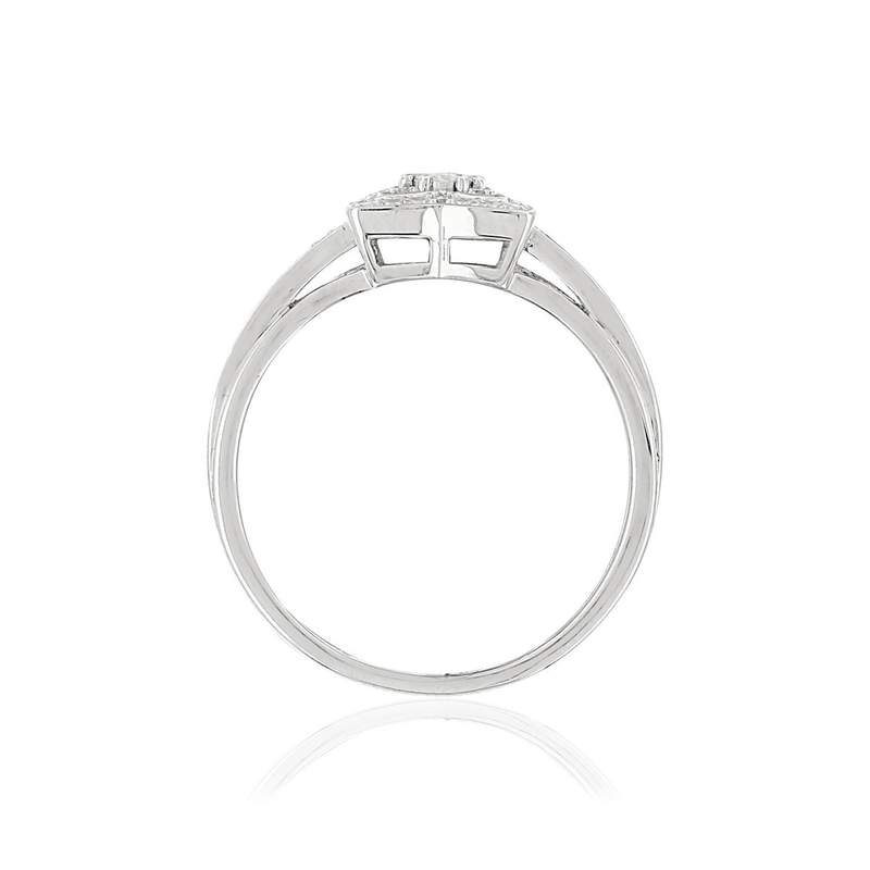 Bague or 375 blanc diamants - vue 2
