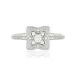 Bague or 375 blanc diamants - vue 3