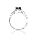 Bague or 750 blanc saphir ovale et diamants - vue 2