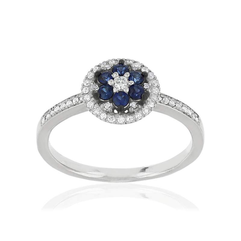 Bague MATY Or blanc 750 Saphirs et Diamants - vue 1