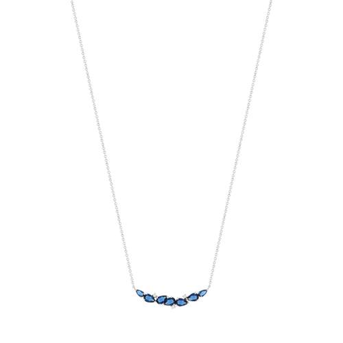 Collier argent 925 zirconias blancs et bleus 45 cm