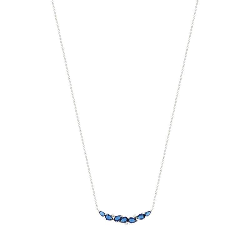 Collier argent 925 zirconias blancs et bleus 45 cm - vue 1