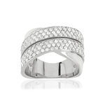 Bague argent 925 anneaux entrelacés zirconias - vue 1