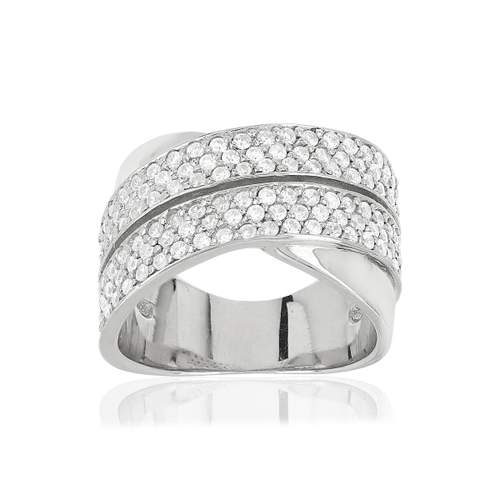 Bague argent 925 anneaux entrelacés zirconias