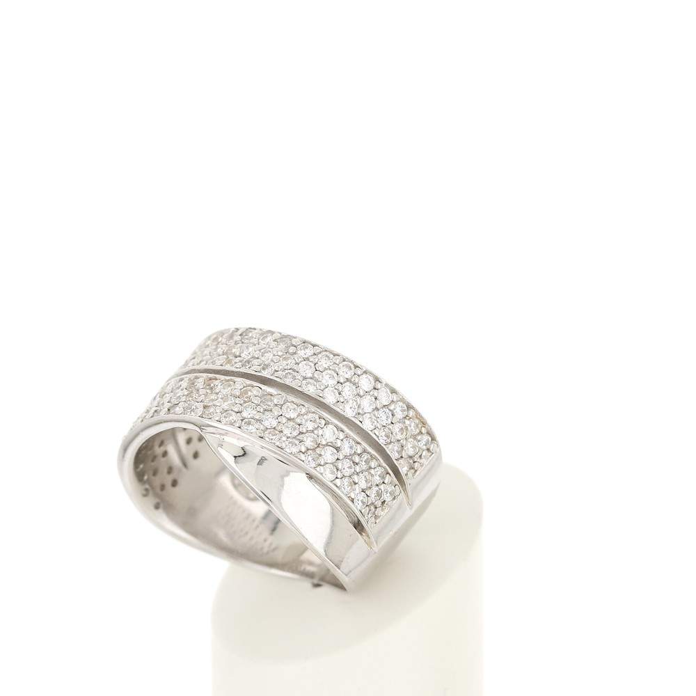 Bague argent 925 anneaux entrelacés zirconias - vue 4