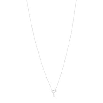 Necklace silver 925 key heart zirconias 45 cm