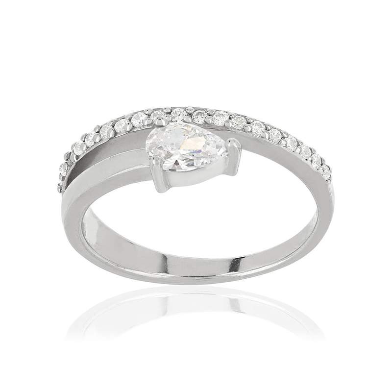 Bague argent 925 zirconias - vue 1