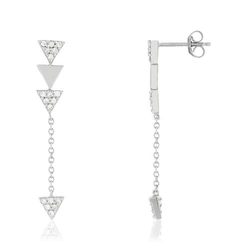 Boucles d'oreilles argent 925 pendants triangles zirconias
