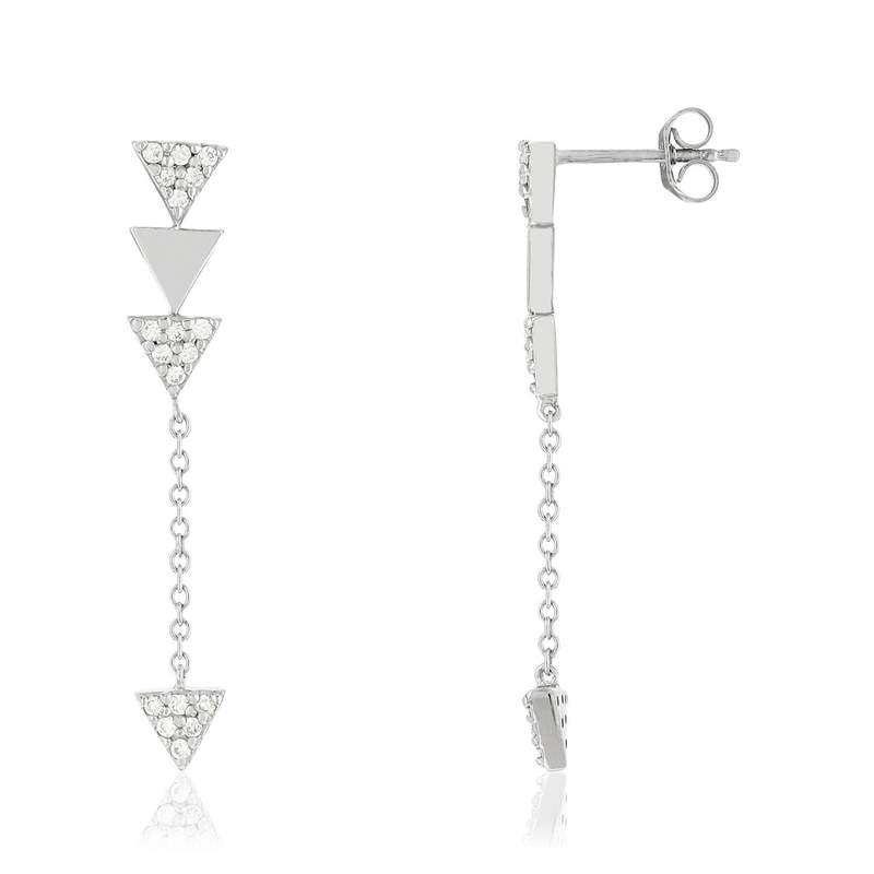 Boucles d'oreilles argent 925 pendants triangles zirconias - vue 1