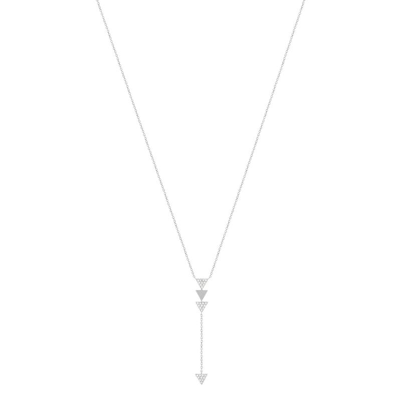 Collier argent 925 flèche zirconias 45 cm - vue 1