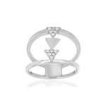 Bague argent 925 triangles zirconias - vue 1