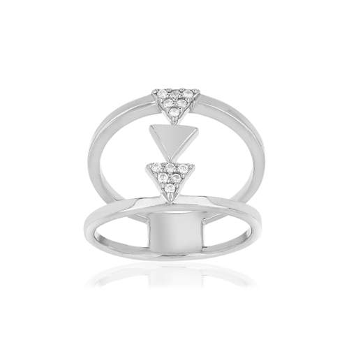Bague argent 925 triangles zirconias