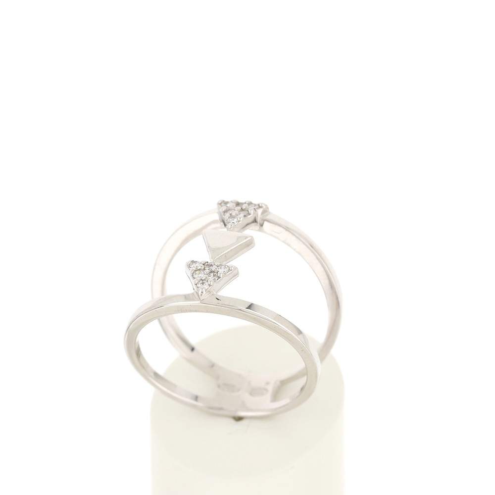 Bague argent 925 triangles zirconias - vue 2