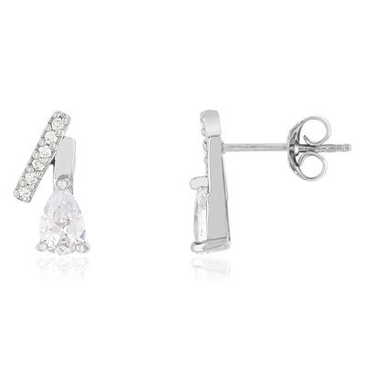 Boucles d'oreilles argent 925 zirconias taille poire et ronds - vue 1