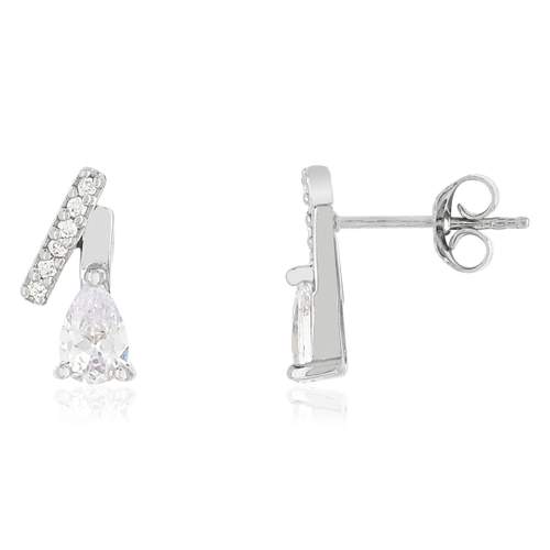 Boucles d'oreilles argent 925 zirconias taille poire et ronds