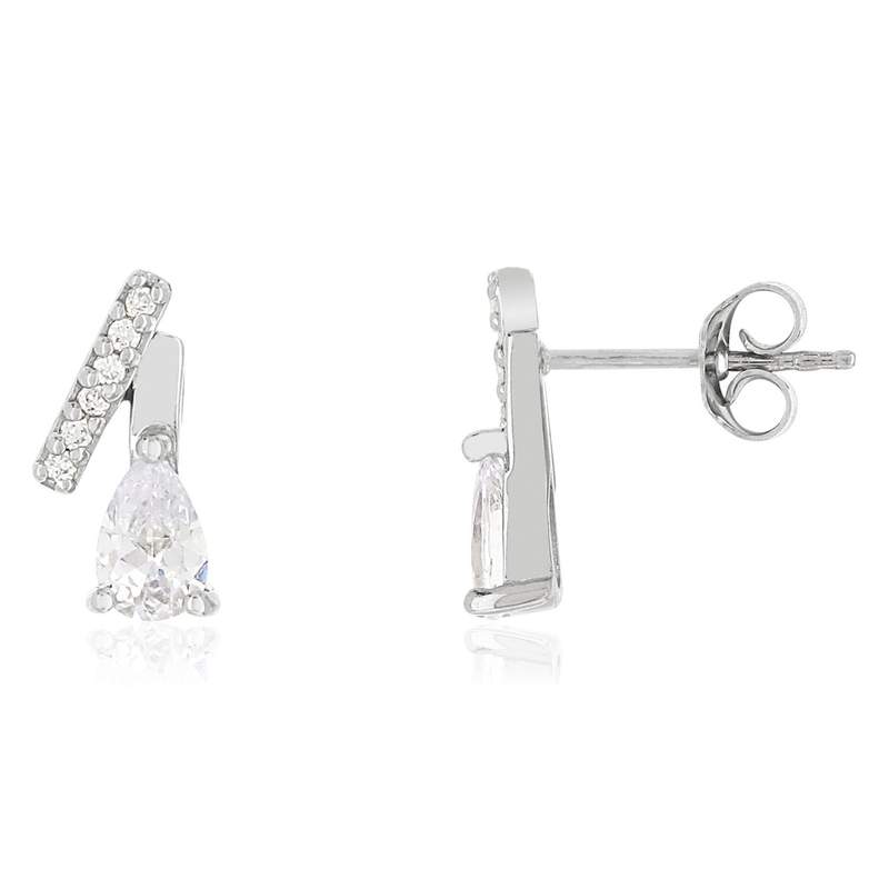 Boucles d'oreilles argent 925 zirconias taille poire et ronds - vue 1