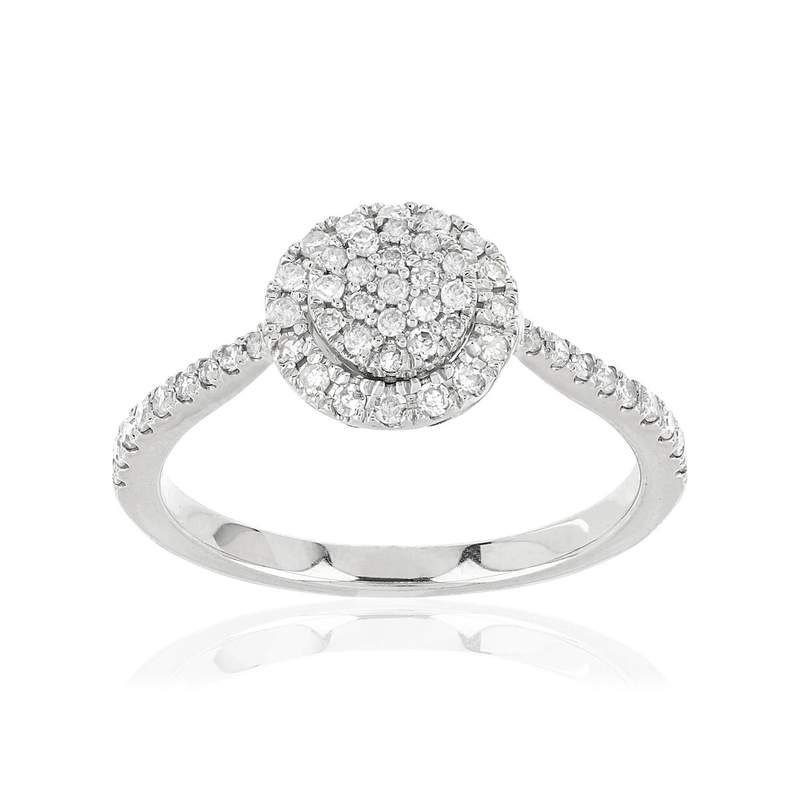 Bague or blanc 750 diamants - vue 1
