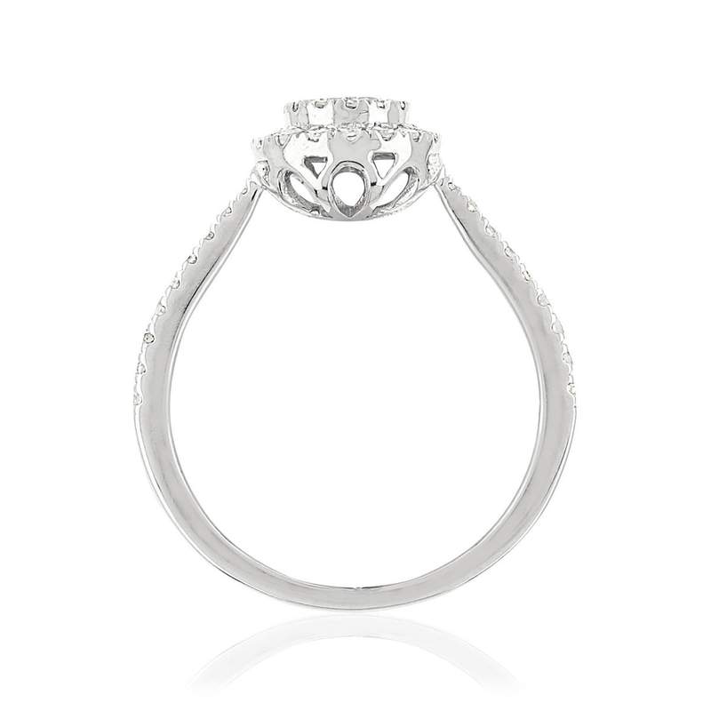 Bague or blanc 750 diamants - vue 2
