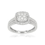 Bague or blanc 750 diamants - vue 1