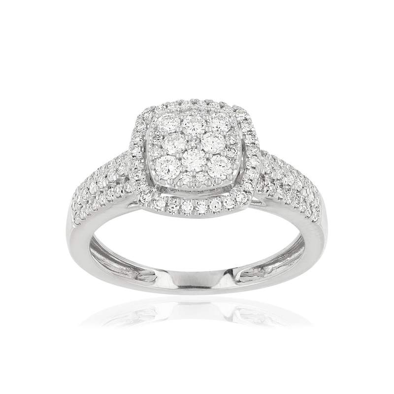 Bague or blanc 750 diamants - vue 1