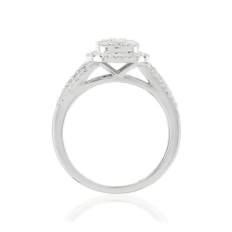 Bague or blanc 750 diamants - vue 2