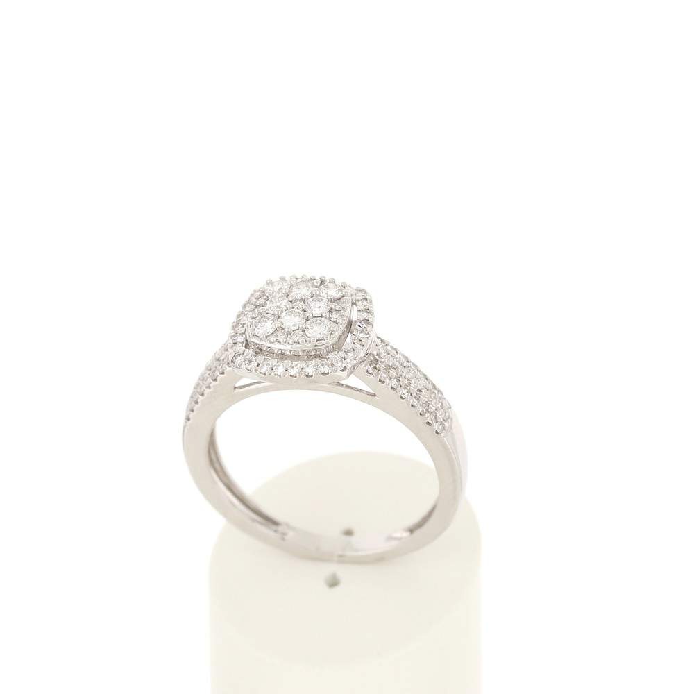 Bague or blanc 750 diamants - vue 2