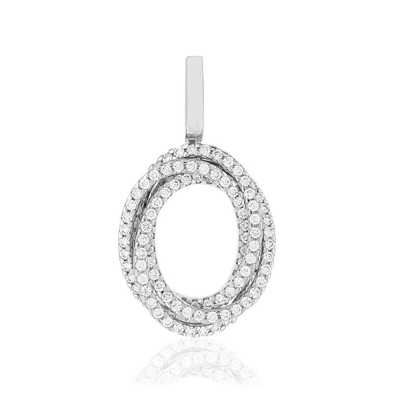 Pendentif or blanc 750 diamants - vue 1