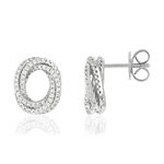 Boucles d'oreilles or blanc 750 diamants - vue 1