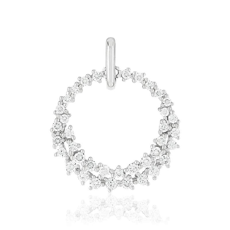 Pendentif or blanc 750 diamants - vue 1