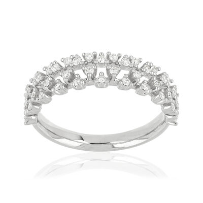 Bague or blanc 750 diamants - vue 1