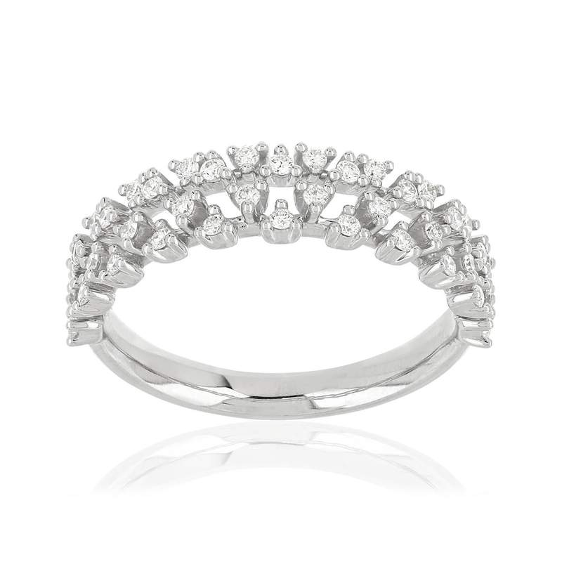 Bague or blanc 750 diamants - vue 1